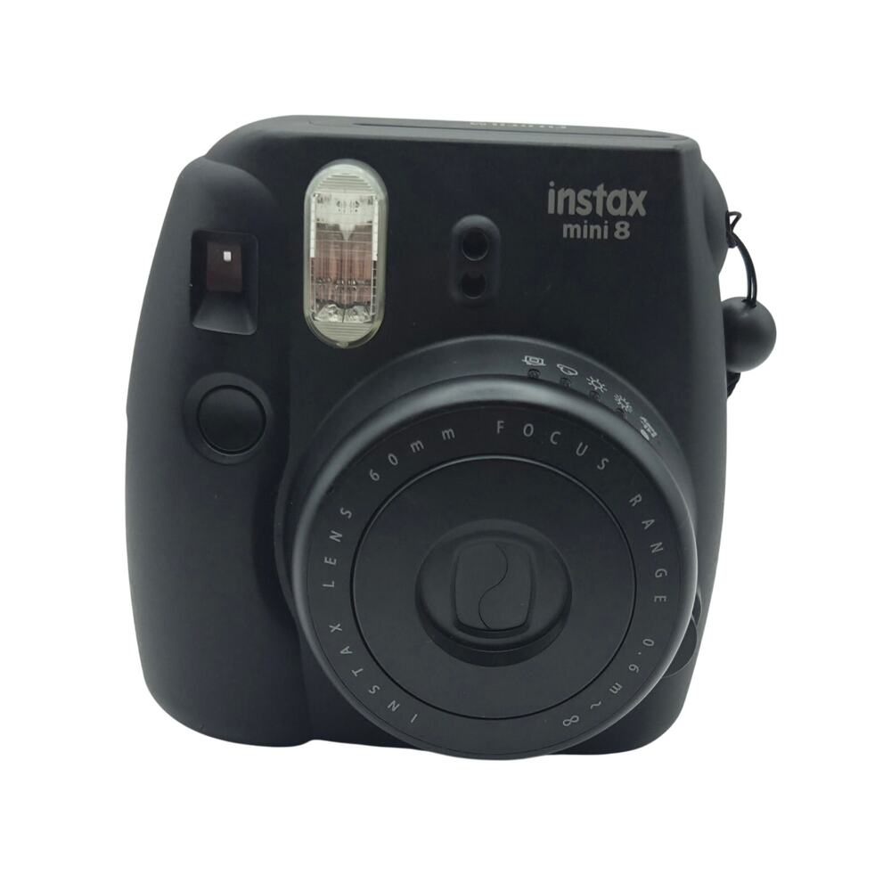 Fujifilm Instax Mini 8 Black Tested & Working W/ Handstrap Missing Battery Cover
